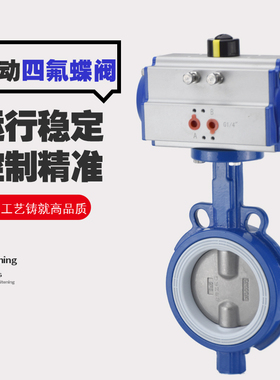 WD671F-16Q双半轴无销式对夹式气动四氟蝶阀DN65 80 100 150 200