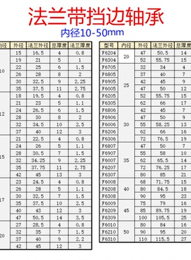 带挡边法兰轴承F6000 F6001 F6002 F6003 F6004 6005 6006 6007ZZ