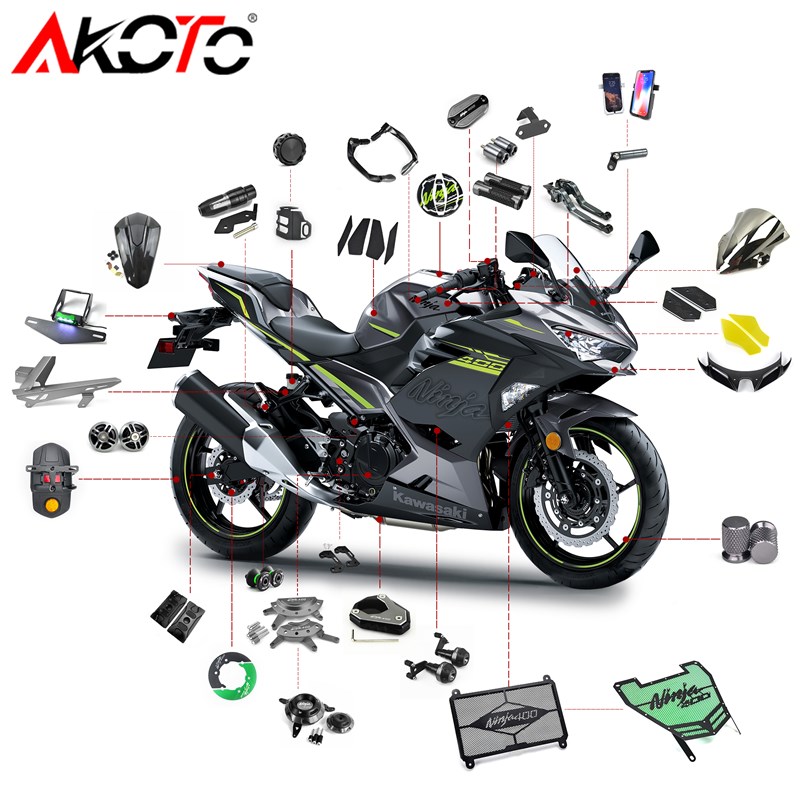 川崎忍者NINJA400 18-22年改装刹车牛角护手车牌架水箱网防摔护杠