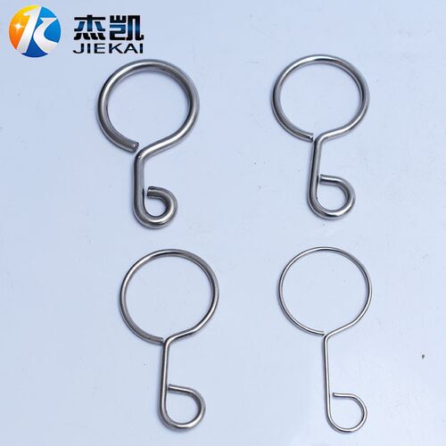 不锈钢304吊钩弹簧钢挂钩带圈圆环弯钩子异型平行钩2头圈非标小型
