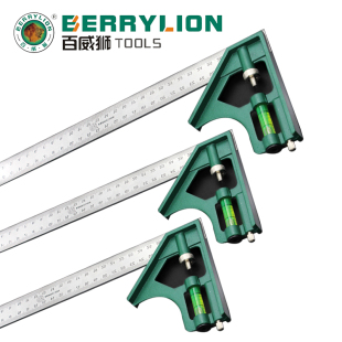 百威狮 300mm不锈钢组合角尺 多功能活动直角尺多用角度尺L型尺