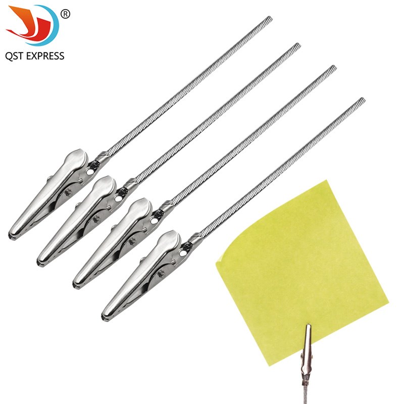 10支金属鳄鱼夹钢丝绳鳄鱼嘴便签夹 带线鳄鱼夹名片夹 单头便笺夹