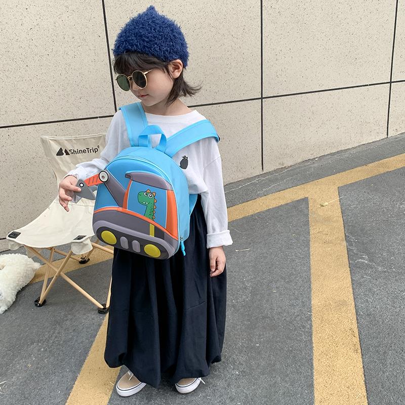 幼儿园小中班卡通书包儿童帅气男孩挖掘机背包女童轻便宝宝双肩包
