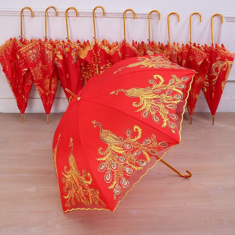 大红色雨伞结婚伞新娘订婚陪嫁长柄伞高档婚礼双层蕾丝直杆雨伞,标准件/零部件/工业耗材,输送带/传送带,淘宝优惠券,粉丝福利购,淘宝优惠卷