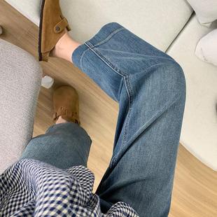 本裤 女夏款 神裤 显瘦显直四面弹直筒牛仔裤 薄款 小个子九分阔腿裤