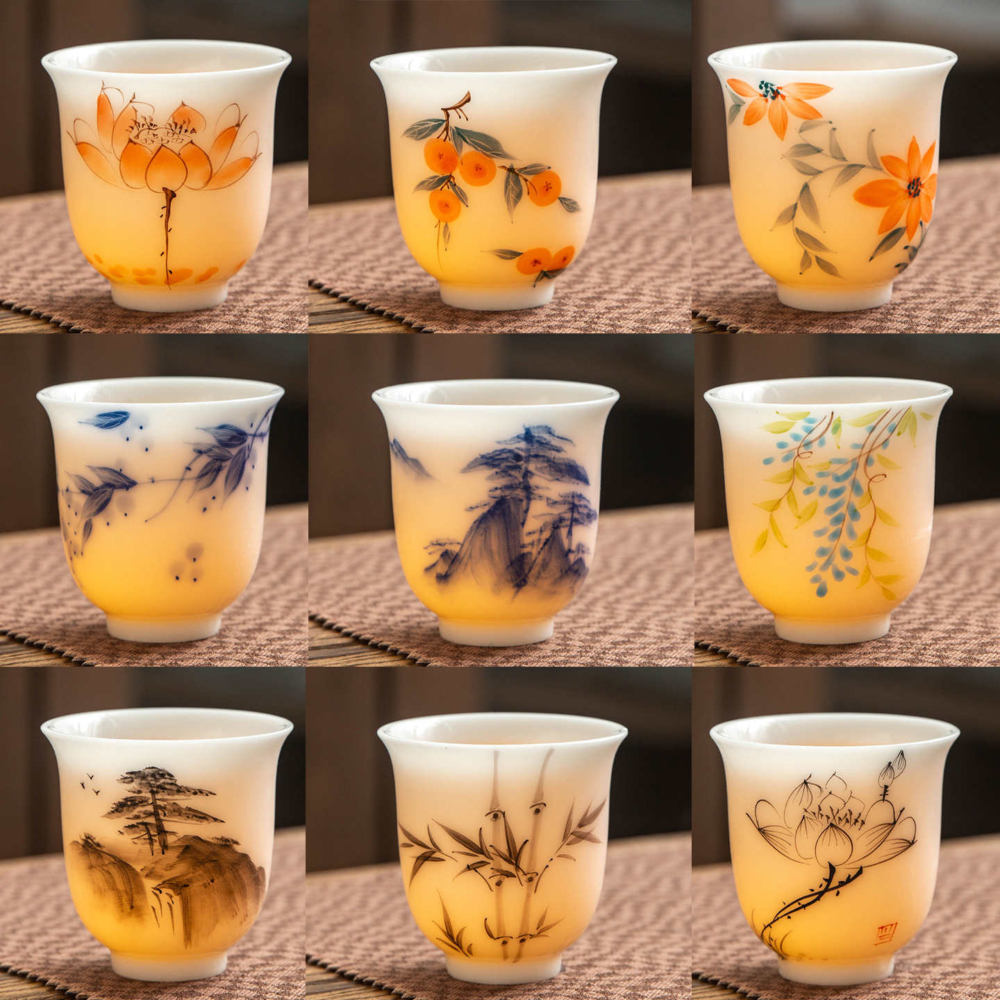 高档璞玉白瓷釉下彩手绘主人杯