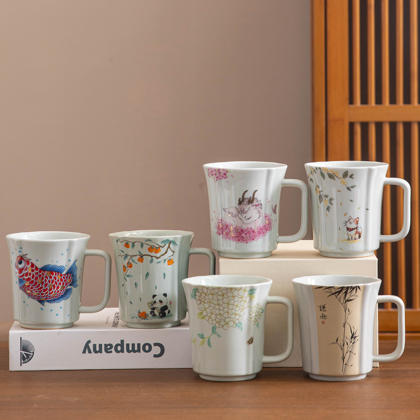 草木灰陶瓷茶杯大容量礼盒装