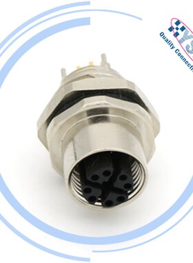 M12 8pin X-code PCB母孔连接器传感器板端插座