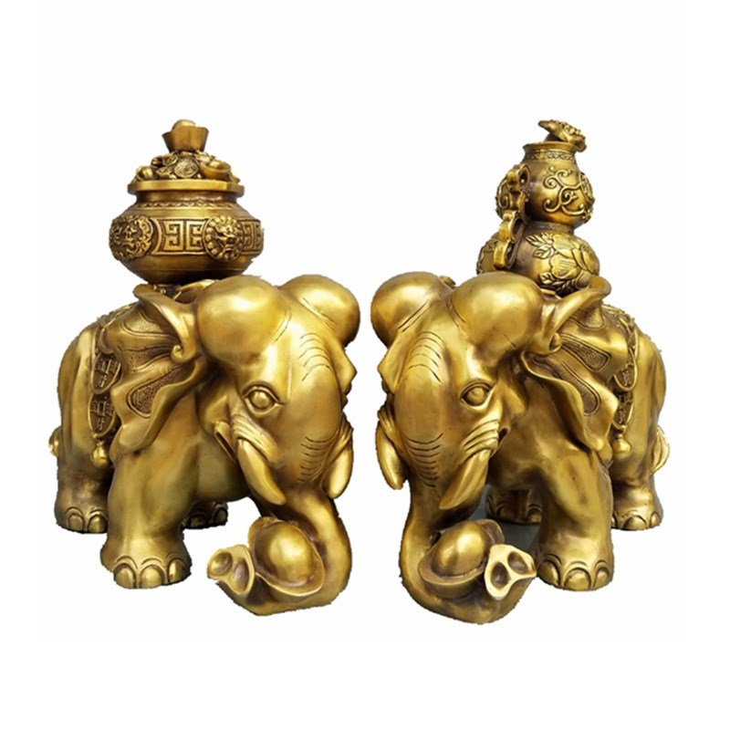 大号铜大象富贵平安铜象一对如意吸水聚财象工艺品礼品摆件