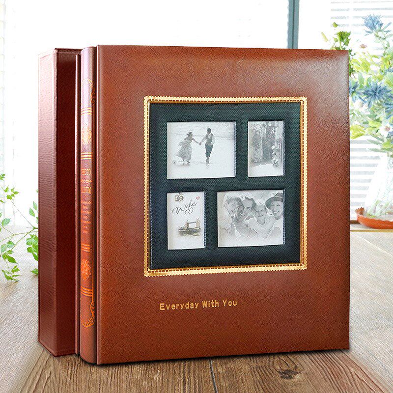 皮质相册影集大容量6寸相册本5插页式7寸家庭复古照片混装纪念簿8