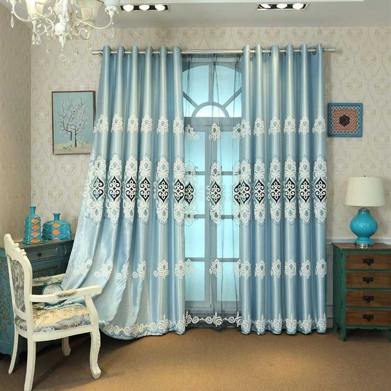 欧式雪尼尔绣花卷帘遮光窗帘客厅卧室飘窗落地窗纱帘成品柔艺