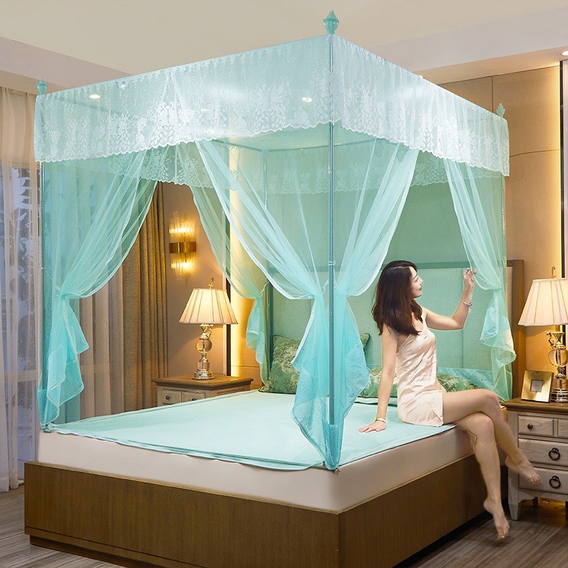 防蚊布坐床蚊帐公主风方顶落地蚊帐-优雅精美花边床上用品