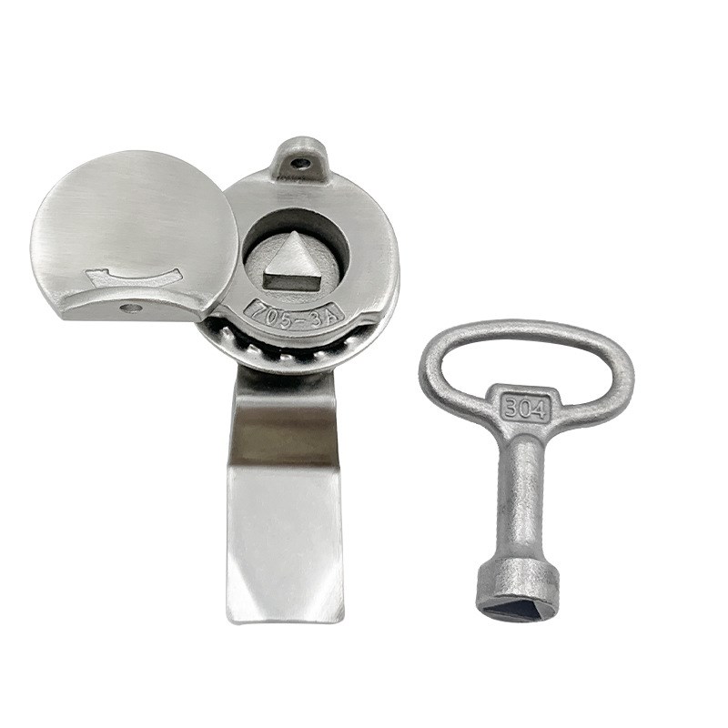 A705三角转舌锁304不锈钢S锁芯防尘盖圆柱锁铁皮柜控制箱电柜箱锁