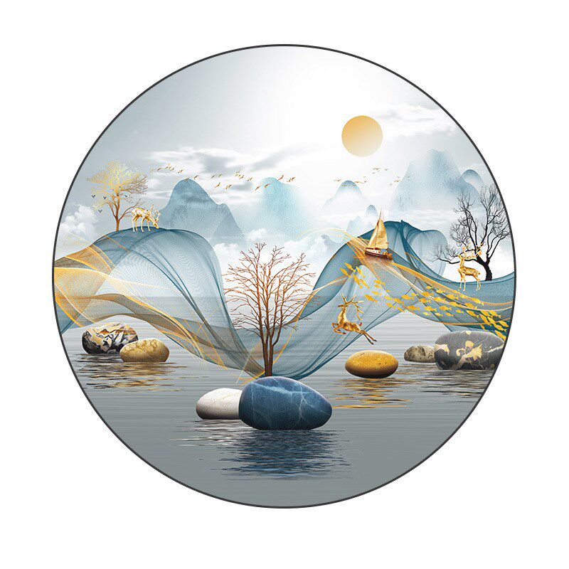 5d钻石画满钻新款客厅圆形时来运转2022点十字绣钻石绣餐厅风景