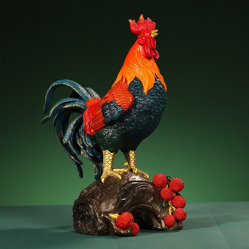 大吉大利彩铜公鸡新中式摆件家居客厅玄关办公室装饰品大吉大利鸡