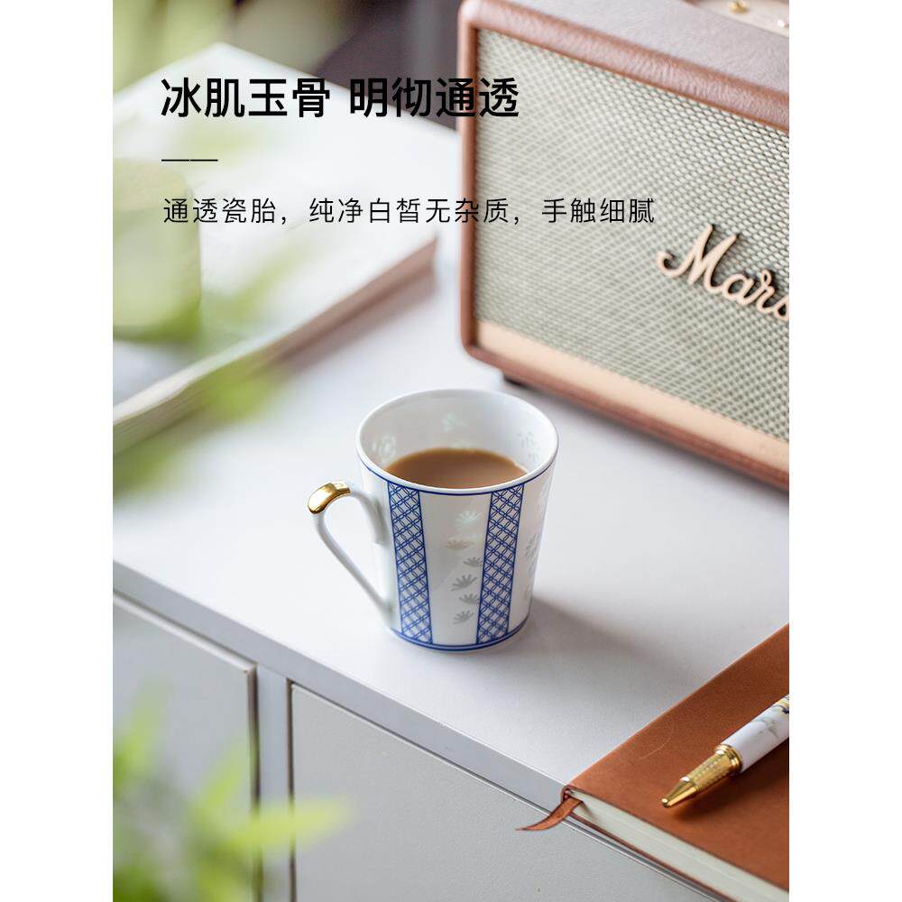 青花精美瓷马克杯,水杯,陶瓷娇柔贵妇茶杯,景德镇办公茶杯