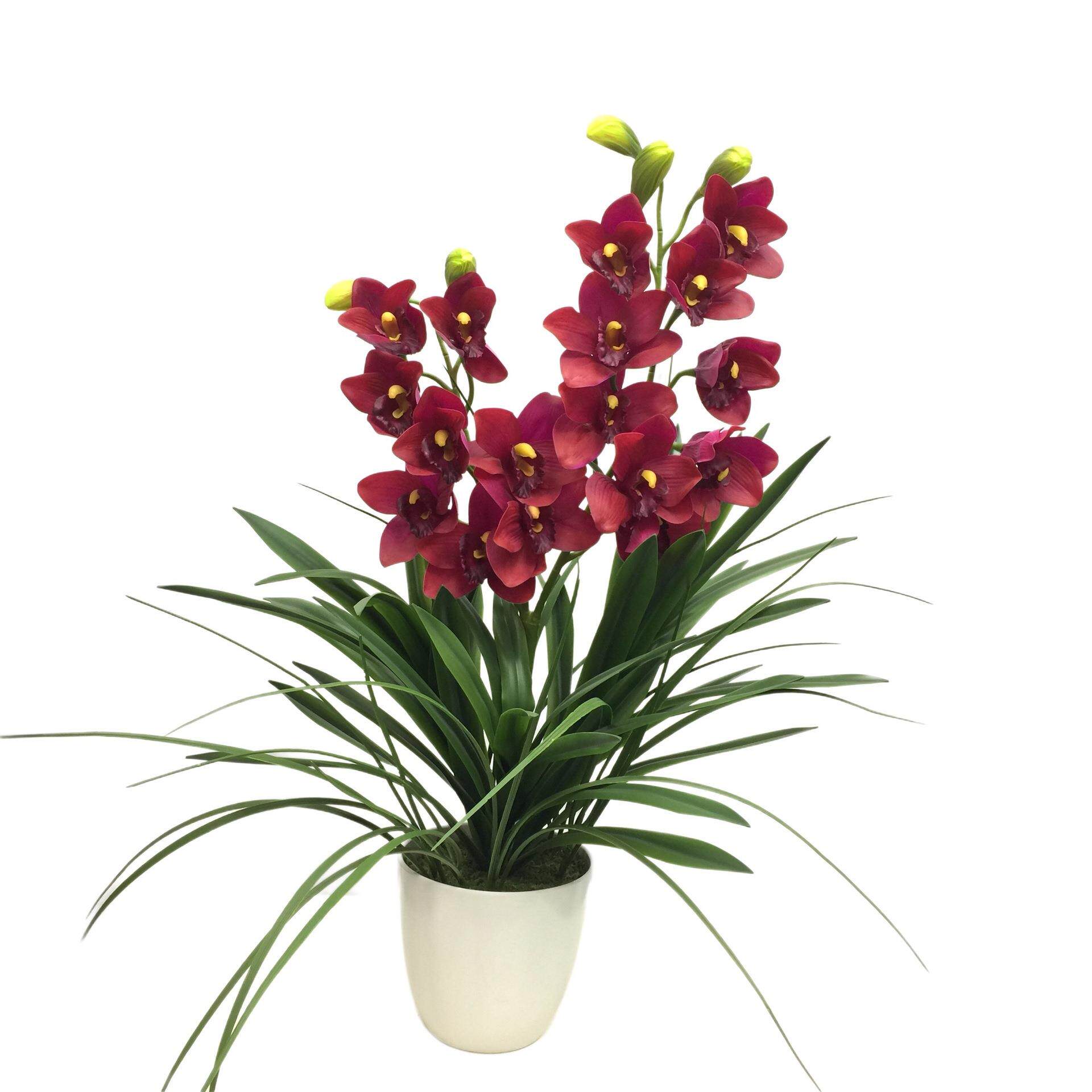 仿真花蕙兰假花手感保湿客厅餐桌摆设室内装饰花束软装花艺摆件
