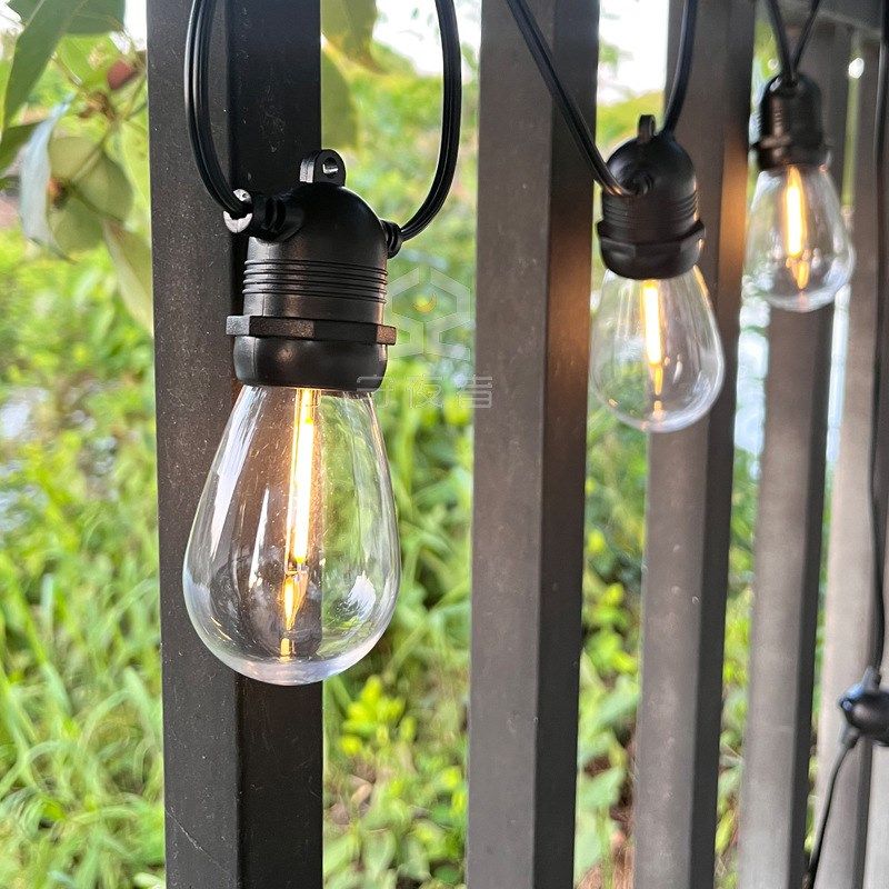 防水串燈欧规S14灯串庭院装饰美规道路灯串民宿露营g40灯串太阳能