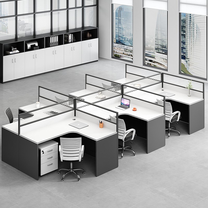 屏风办公桌椅组合简约现代职员工位员工卡座6/4双四人位办公家具