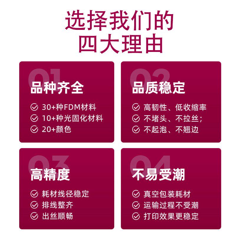领创三维LEADER 3D打印耗材PLA1.75mm不翘边不拉丝工业级3D打印L5