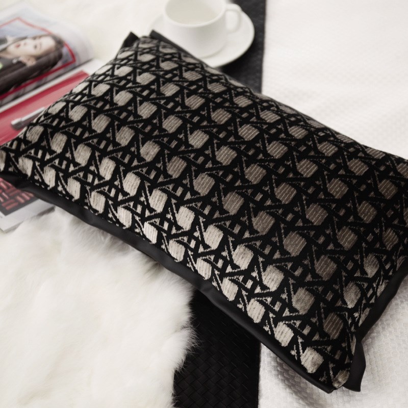 现代轻奢高级割绒黑金抱枕靠垫别墅酒店样板间床上靠枕多件套组合