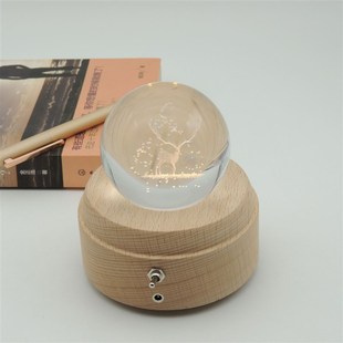厂家促销 水晶球3d小夜灯音乐盒月球星空木马王子送女生情人儿童