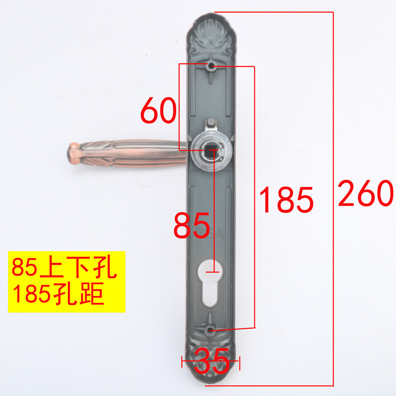 户外铝艺庭院拉手窄面板大门锁红古铜铁艺门锁古典欧式.锌合金把