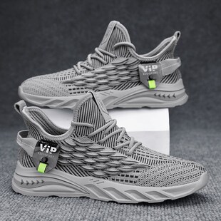 飞织男鞋b夏季网面透气隐形内增高10cm运动鞋男款软底百搭休闲网