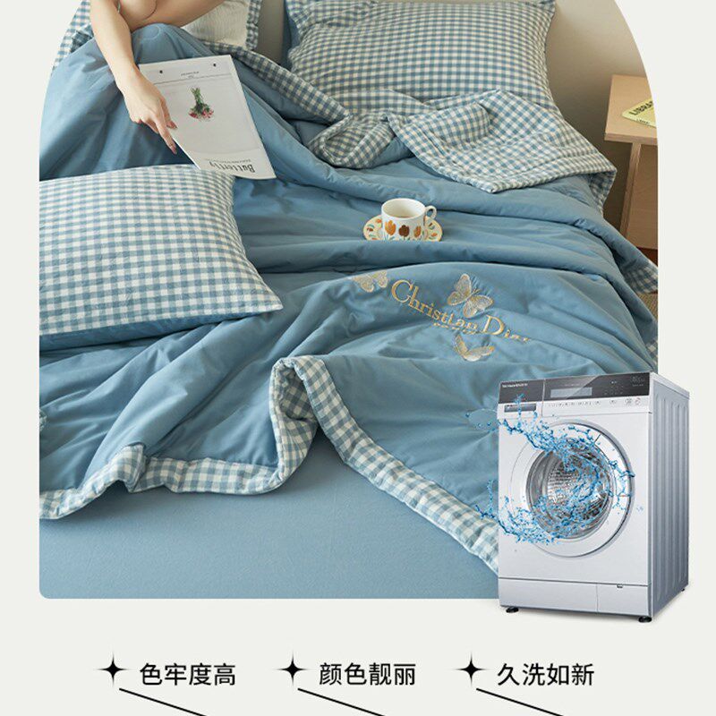 里外100全棉夏被单人薄被子可机洗水洗N双人空调被棉花夏凉被