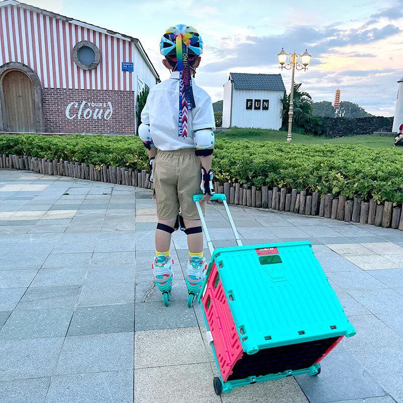 儿童轮滑鞋拉杆箱溜冰鞋收纳箱滑E冰鞋折叠收纳包轮滑箱可坐