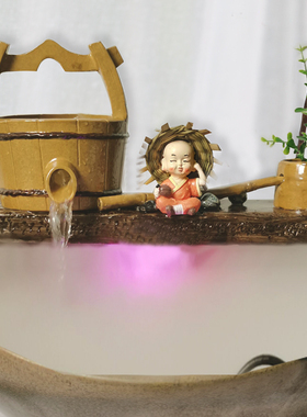 55公分陶瓷流水摆件鱼缸流水器z循环过滤养鱼加湿雾化造景摆件大