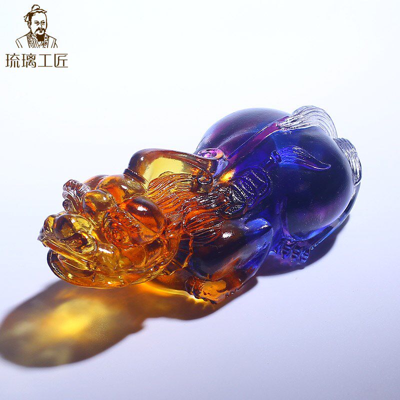 琉璃工艺品可爱貔貅招财摆件一C对办公室朋友店铺开业贺礼实用