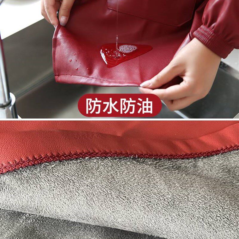 冬季加绒罩衣男款工作服皮加厚防水防油保暖防寒男士围U裙2023新