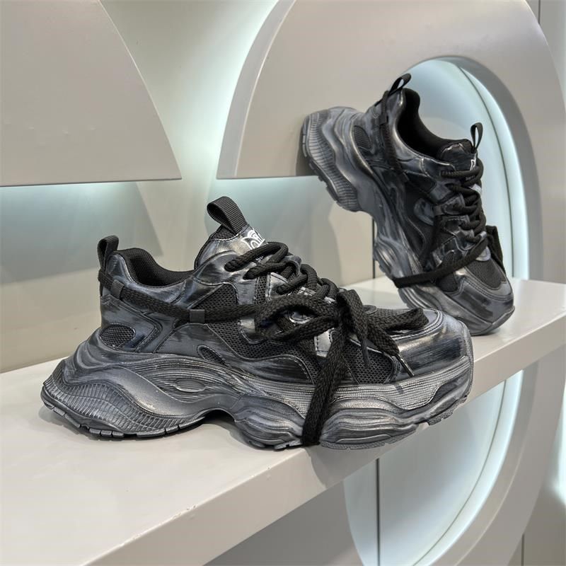 2024夏季新款男鞋n透气网面老爹鞋男款厚底增高网鞋休闲运动小白