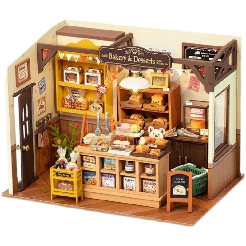 若来贝卡的面包店diy手工小屋小房子模型K迷你场景立体女拼装拼图