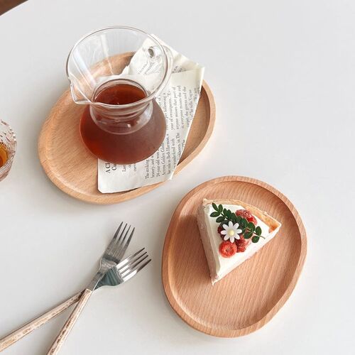 木质小托盘子椭圆形日式托盘ins风餐具实木点心盘下午茶碟子杯垫