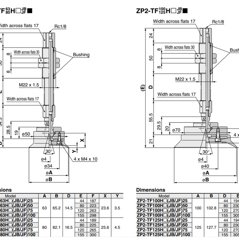 SMC型真空吸盘重载摇摆型 ZP2-TF32/40/50/63/80/100HSJB/HNJB50