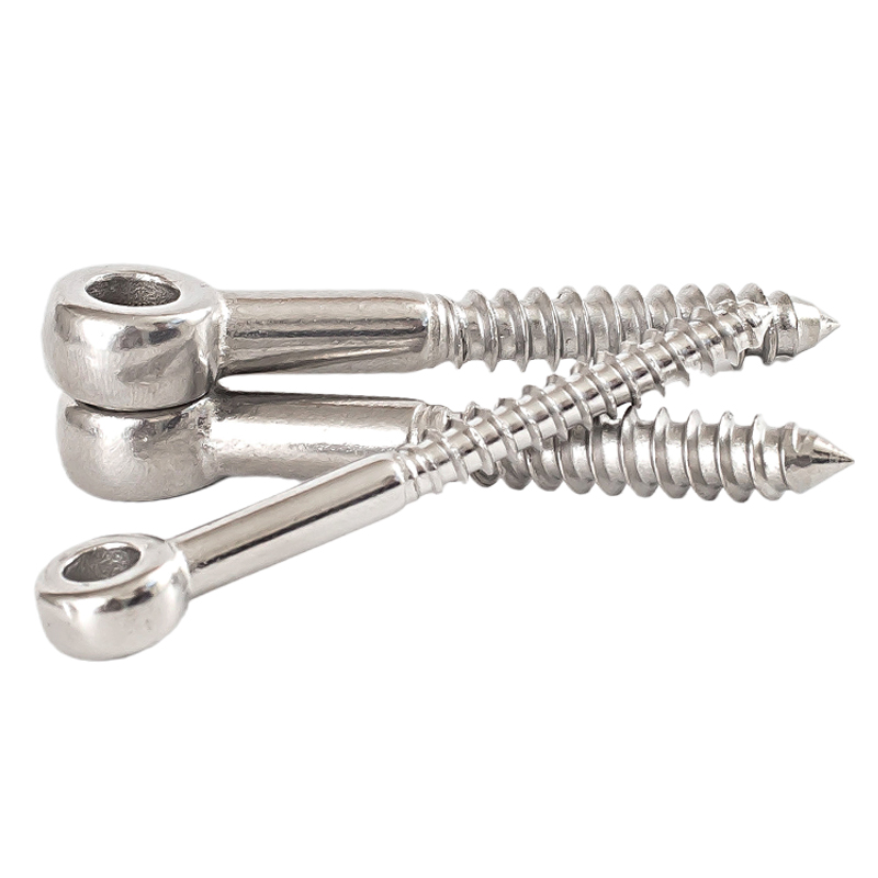 316不锈钢活结螺钉带孔木螺丝鱼眼自攻螺丝吊环圈形自攻钉M6M8mm