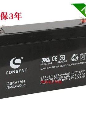 光盛CONSENT蓄电池 GS6V7AH(6M7LC/10Hr)玩具车电池 6V童车干电瓶