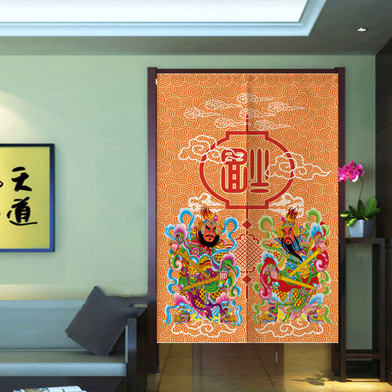 中国风门帘布艺卡通门神中式传统福G到门神帘客厅过道装饰挂帘