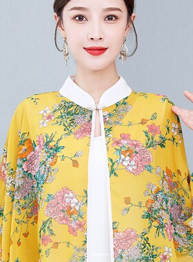 夏天穿的配旗袍披肩外搭新款2023夏季防晒小外披女款雪纺斗篷披风