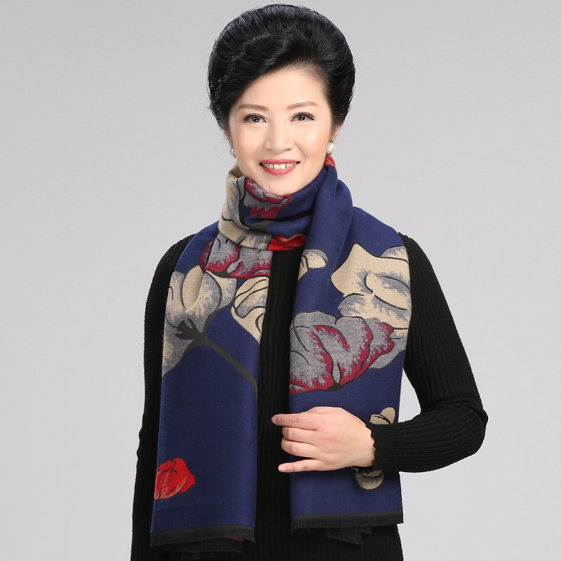 冬天中老年围巾女秋冬季妈妈加厚保暖围巾老人围脖奶奶老年人披肩