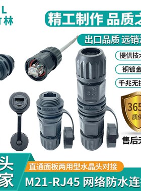RJ45防水连接器穿墙面板式网路插座水晶体8C8P防水插头网路线延长