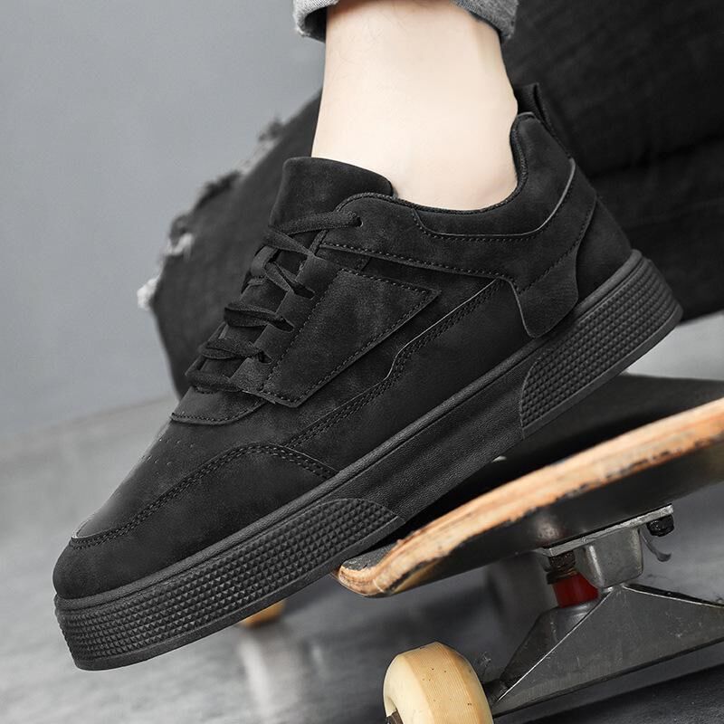 特大码男鞋2025春季低帮防臭工作鞋48运动鞋47时尚休闲Z黑色滑板