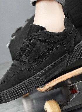 特大码男鞋2025春季低帮防臭工作鞋48运动鞋47时尚休闲Z黑色滑板