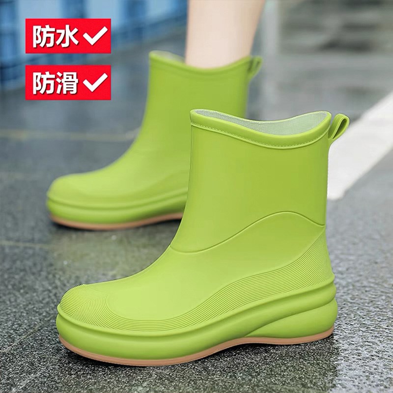 水鞋女防水防滑雨鞋女款春夏雨靴短筒套鞋女士外穿时尚厚软底胶鞋