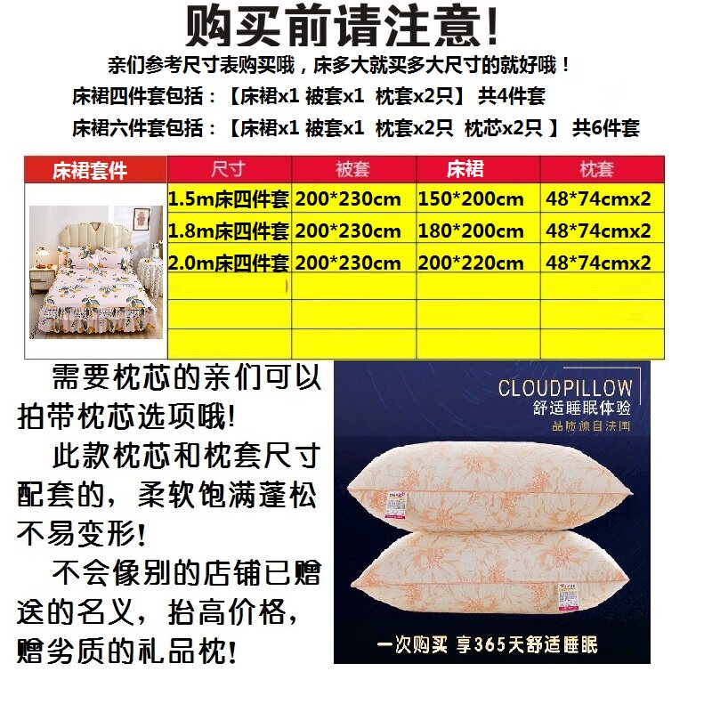 冬季加厚磨毛床裙款四件套床套C床罩式全棉床单被套床上用品4