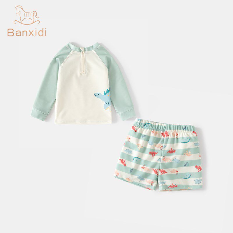 宝宝泳衣2025新款男童长袖分体B游泳衣小童3岁泳裤儿童高颜值泳装