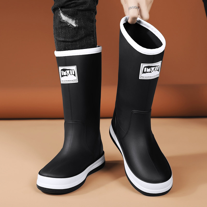 雨鞋男款夏季钓鱼专用防水防滑耐磨工地干活厨房厨师劳保高筒水鞋