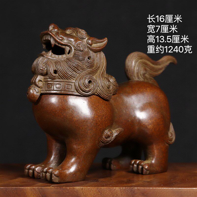 纯铜望天吼香熏炉特大号全铜瑞兽熏香炉家用客厅茶室复古铜炉摆件